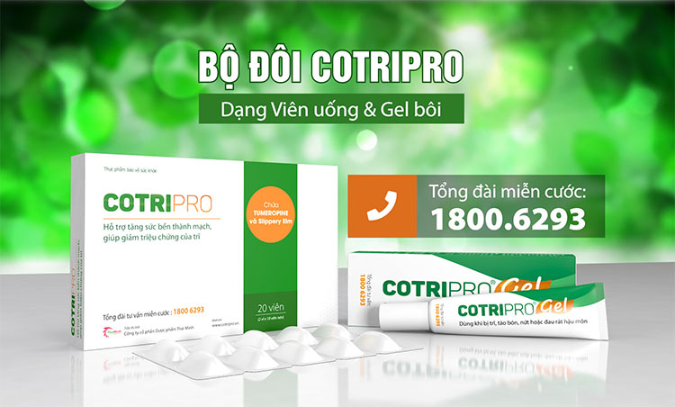 Cotripro - Bộ đôi từ thảo dược giúp co nhỏ búi trĩ, giảm đau rát trĩ 1