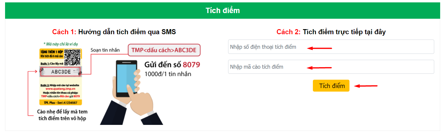 Cách 2: Tích điểm qua trang web 1