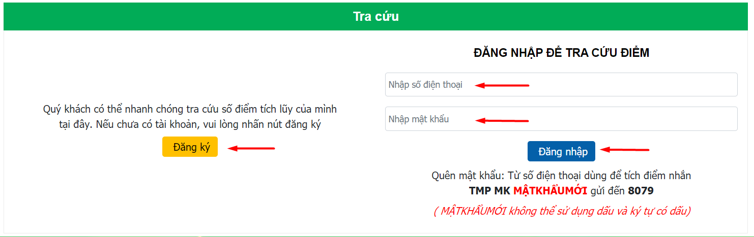 Cách 2: Tích điểm qua trang web 2